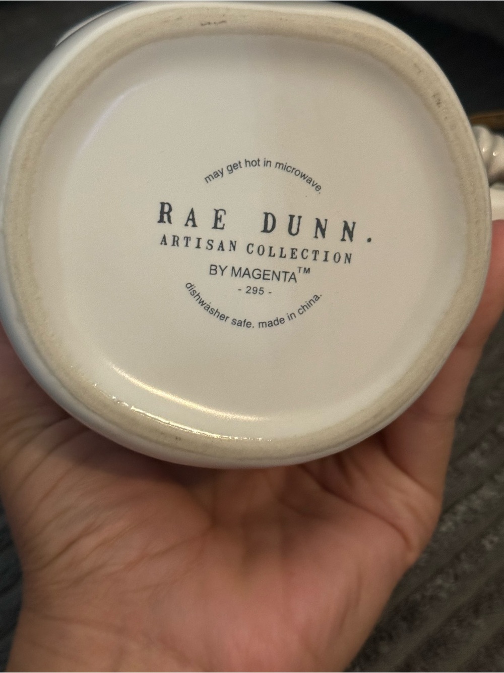 Rae Dunn White Ceramic Fishing Mug with Blue Interior and Spoon - Picture 5 of 6